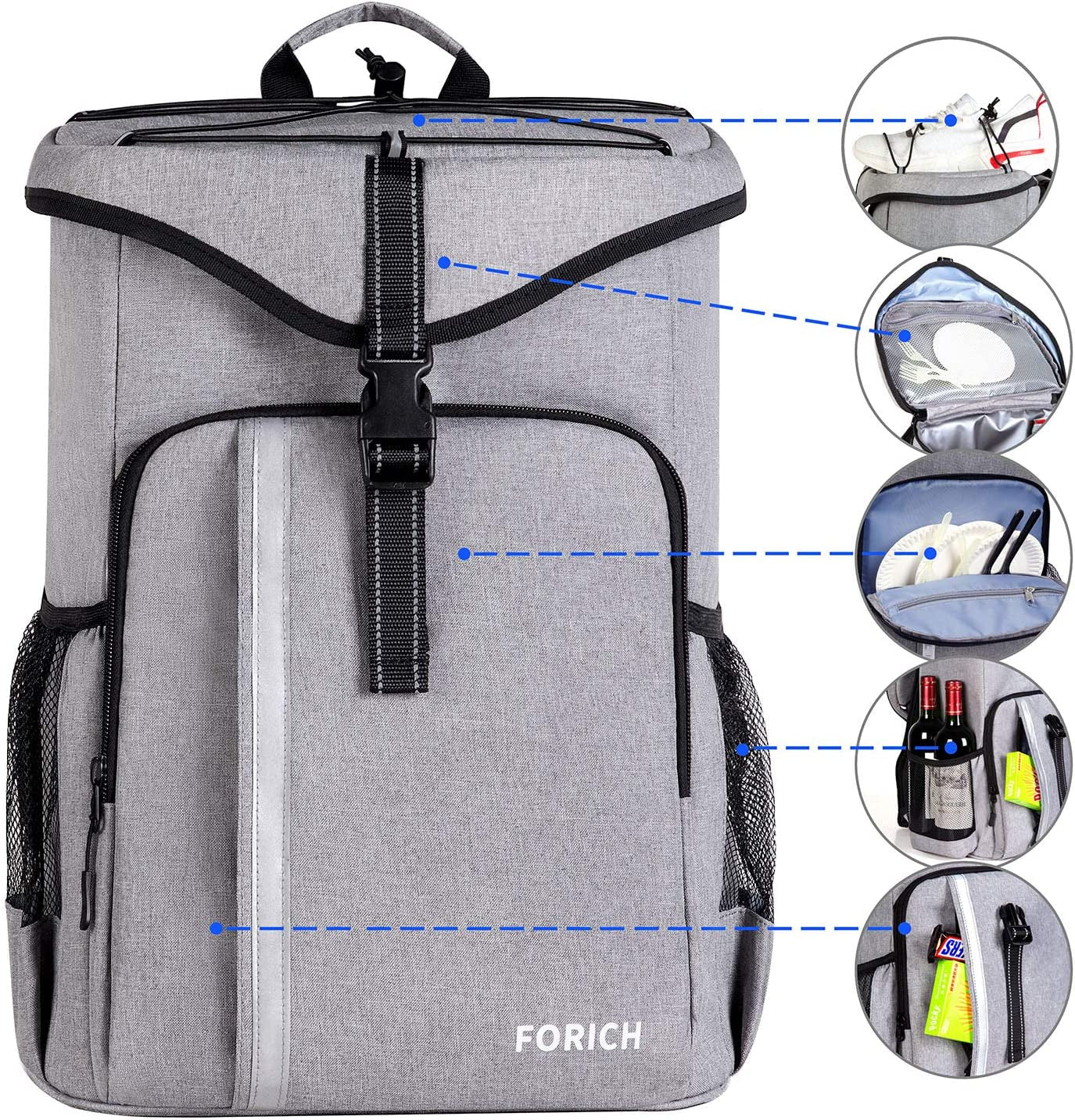 Backpack Cooler Leakproof Insulated Waterproof Backpack Cooler Bag, Lightweight Soft Beach Cooler Backpack for Men Women to Work Lunch Picnics Camping Hiking, 30 Cans