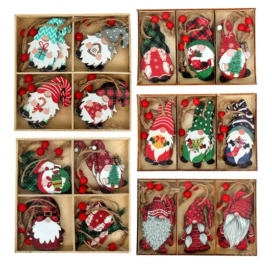 Merry Christmas Gnomes Wooden Ornaments