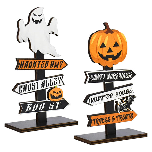 Halloween Pumpkin Ghost Wooden Table Ornament Craft