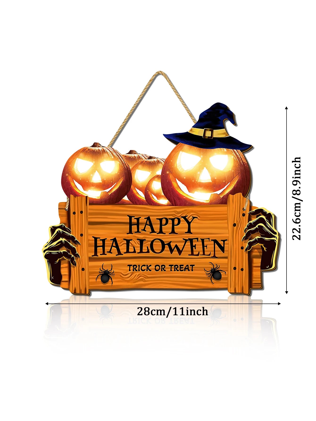 Happy Halloween Wooden Sign - Pumpkin With Hat